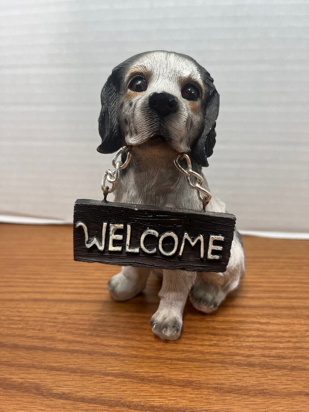 Cocker Spaniel Dog Figurine 6" Resin Welcome Sign Puppy Statue Decor